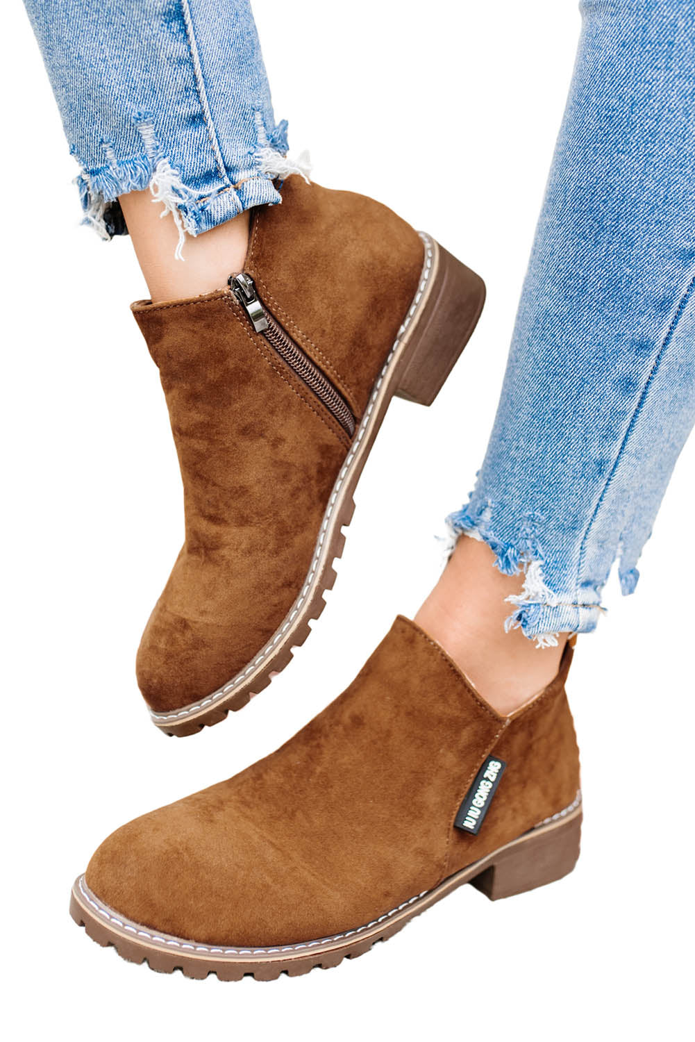 Casual Faux Suede Side Zip Ankle Boots