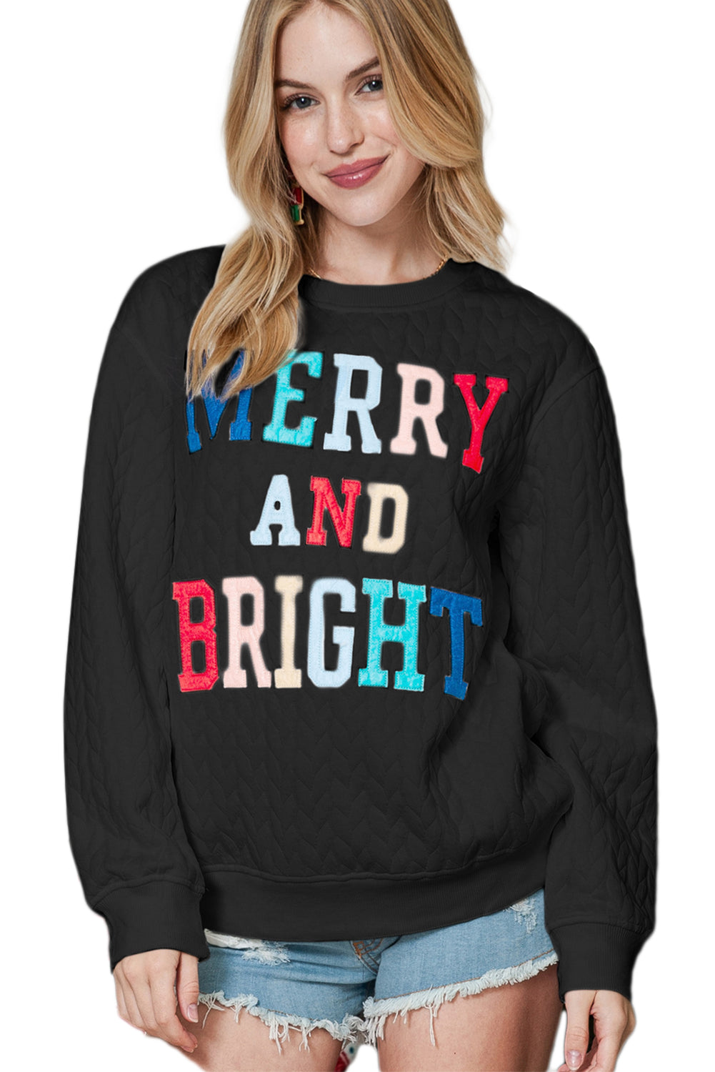 Merry and Bright Quilted Sweatshirt
