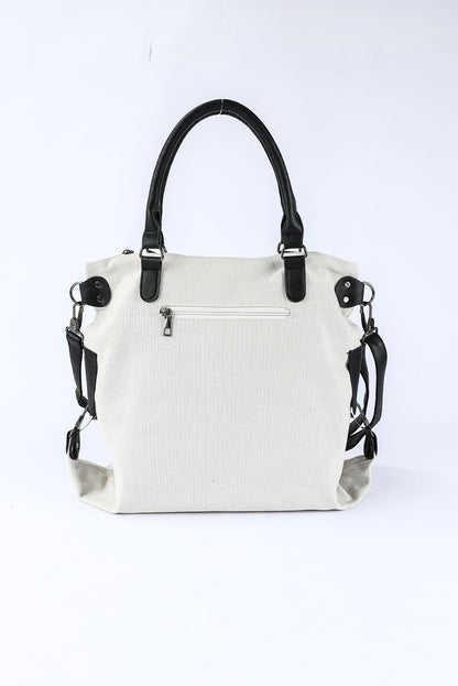 Beige Casual Star Pattern Canvas Tote Bag