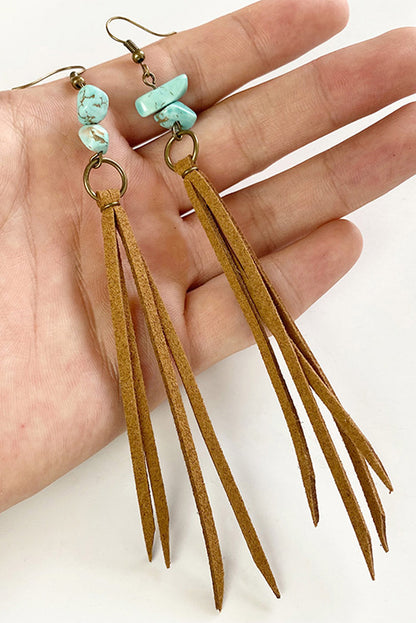 Vintage Turquoise Tassel Drop Earrings