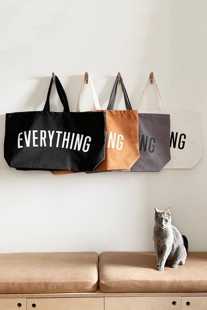 EVERYTHING Letter Print Large Canvas Tote Bag 73x17x44cm