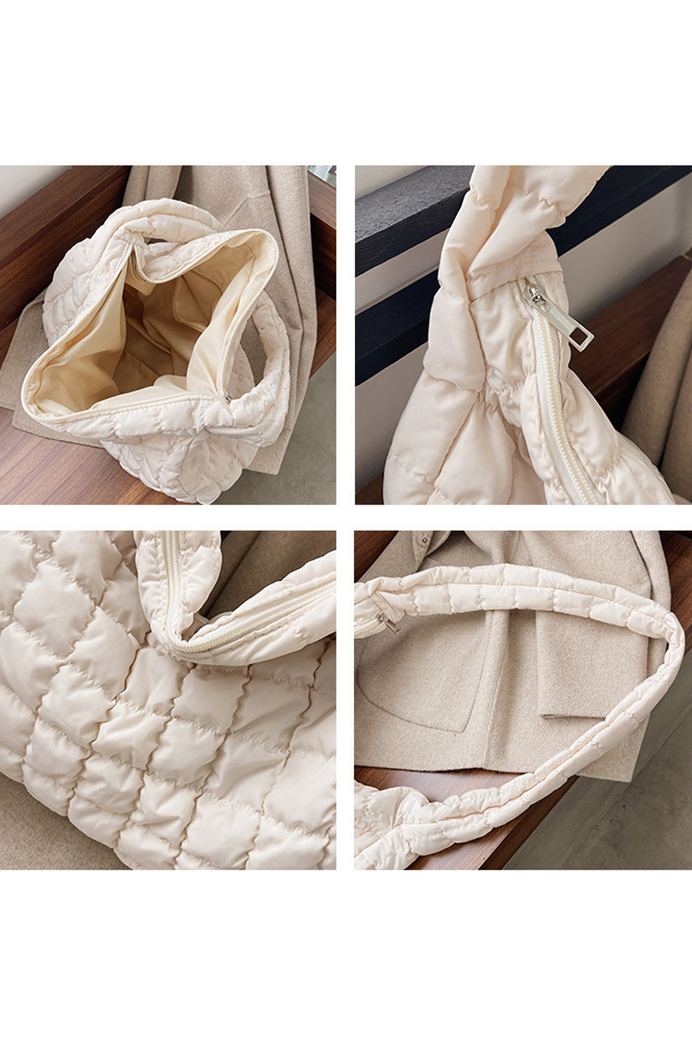 Casual Quilted Zipper Large Shoulder Bag