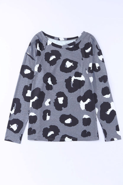 Print Drop Shoulder Pullover Long Sleeve Top