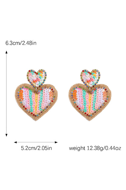 Multicolor Valentine Sequin Hearts Drop Earrings