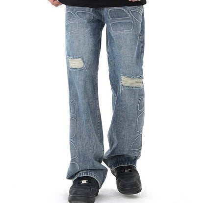 American-style Retro Street Washed Wide-leg Jeans for Men & Women