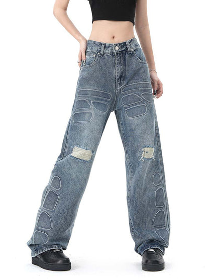 American-style Retro Street Washed Wide-leg Jeans for Men & Women