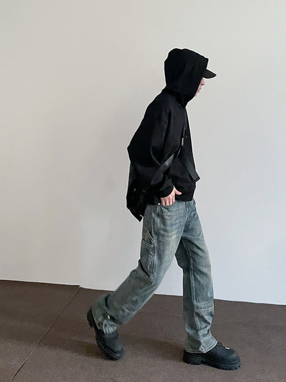 Men's American High Street Vibe Multi-pocket Zipper Cargo Jeans