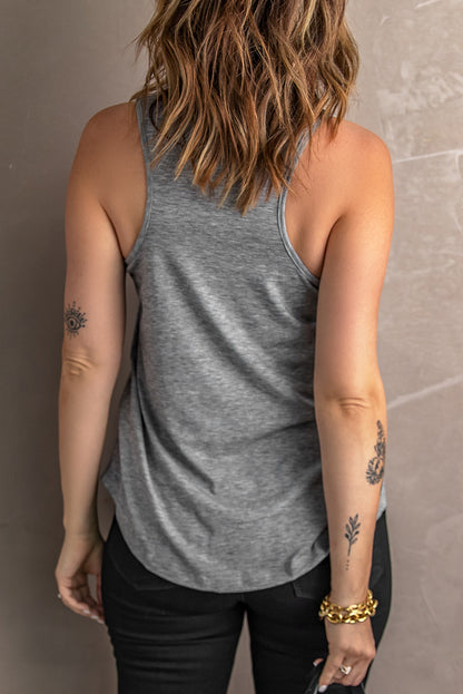 Casual V Neck Racerback Tank Top With Pocket