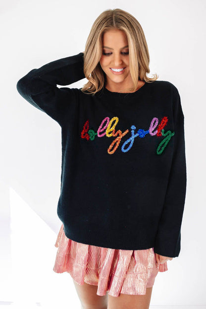 Glitter Merry & Bright Round Neck Knit Sweater