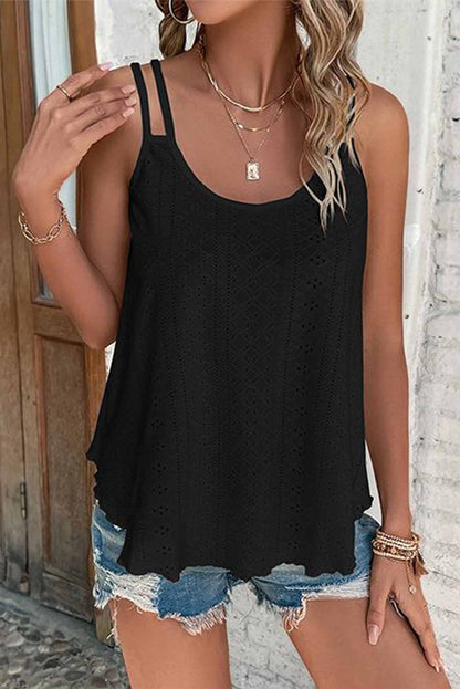 Eyelet Strappy Scoop Neck Tank Top