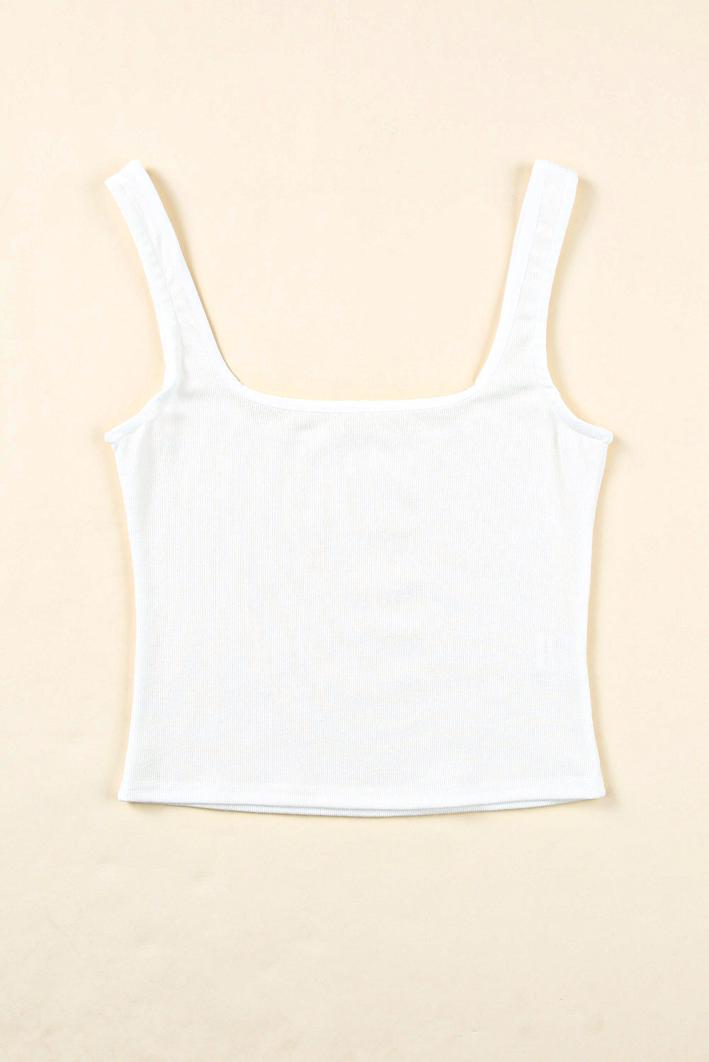 Plain White Slim Fit Square Neck Cropped Tank Top