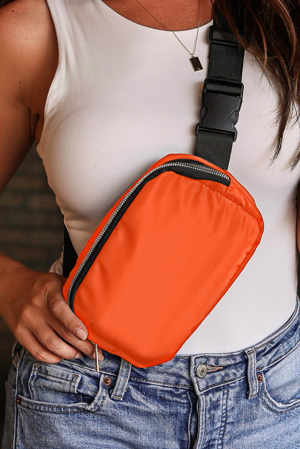 Waterproof Zipped Fanny Pack Crossbody Sling Bag