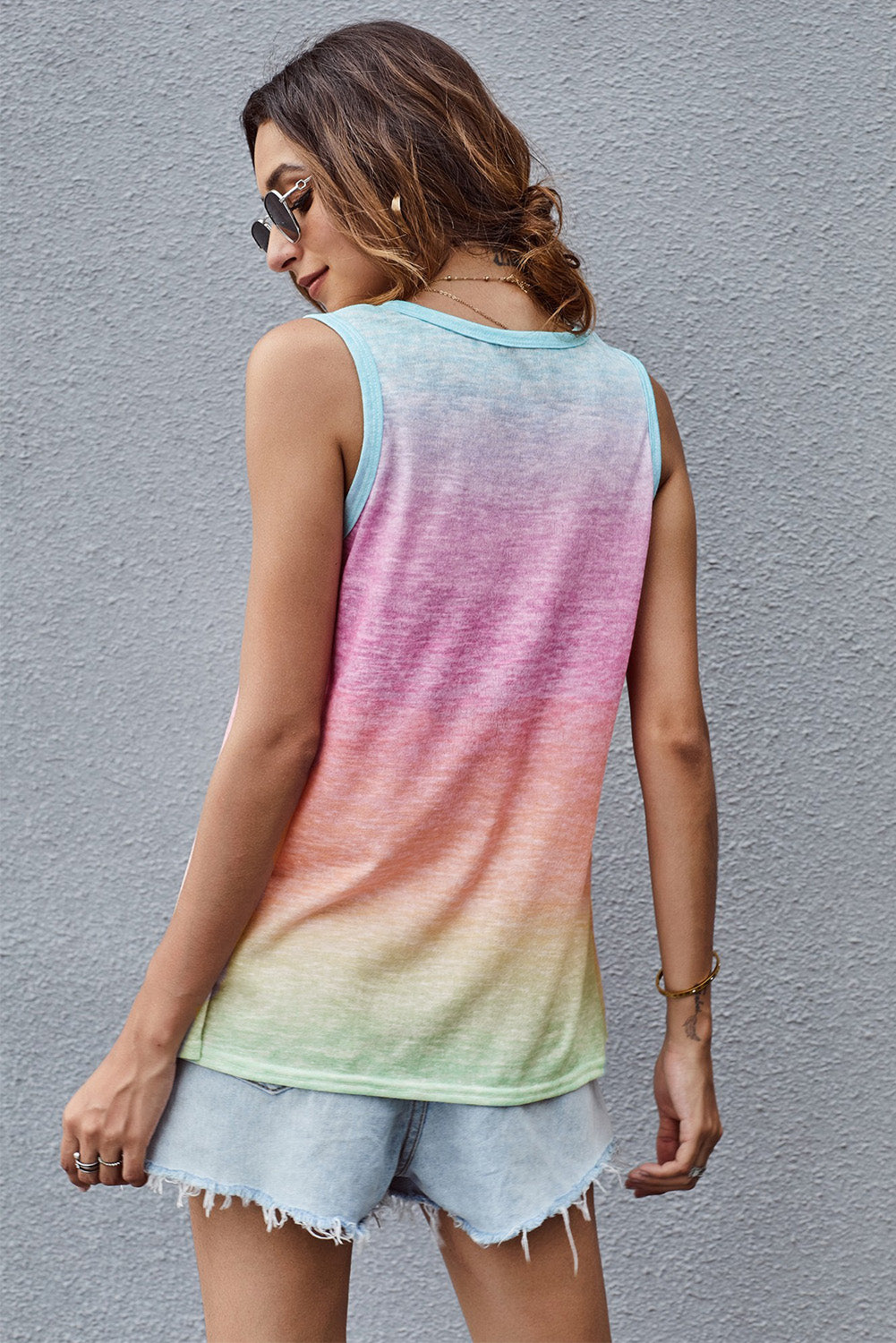 Tie Dye Front Pocket Sleeveless Tank Top