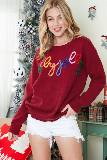 Glitter Merry & Bright Round Neck Knit Sweater