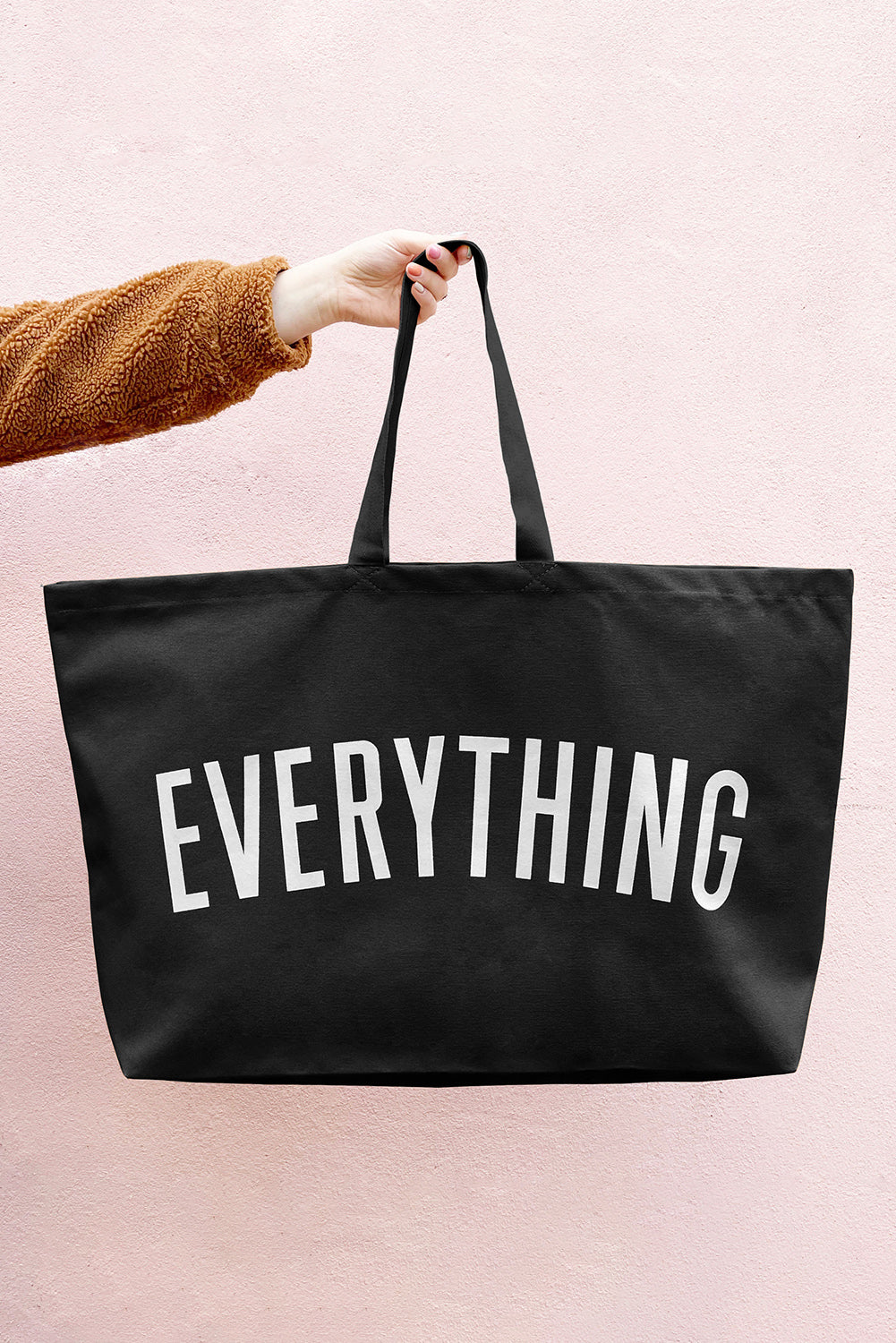 EVERYTHING Letter Print Large Canvas Tote Bag 73x17x44cm