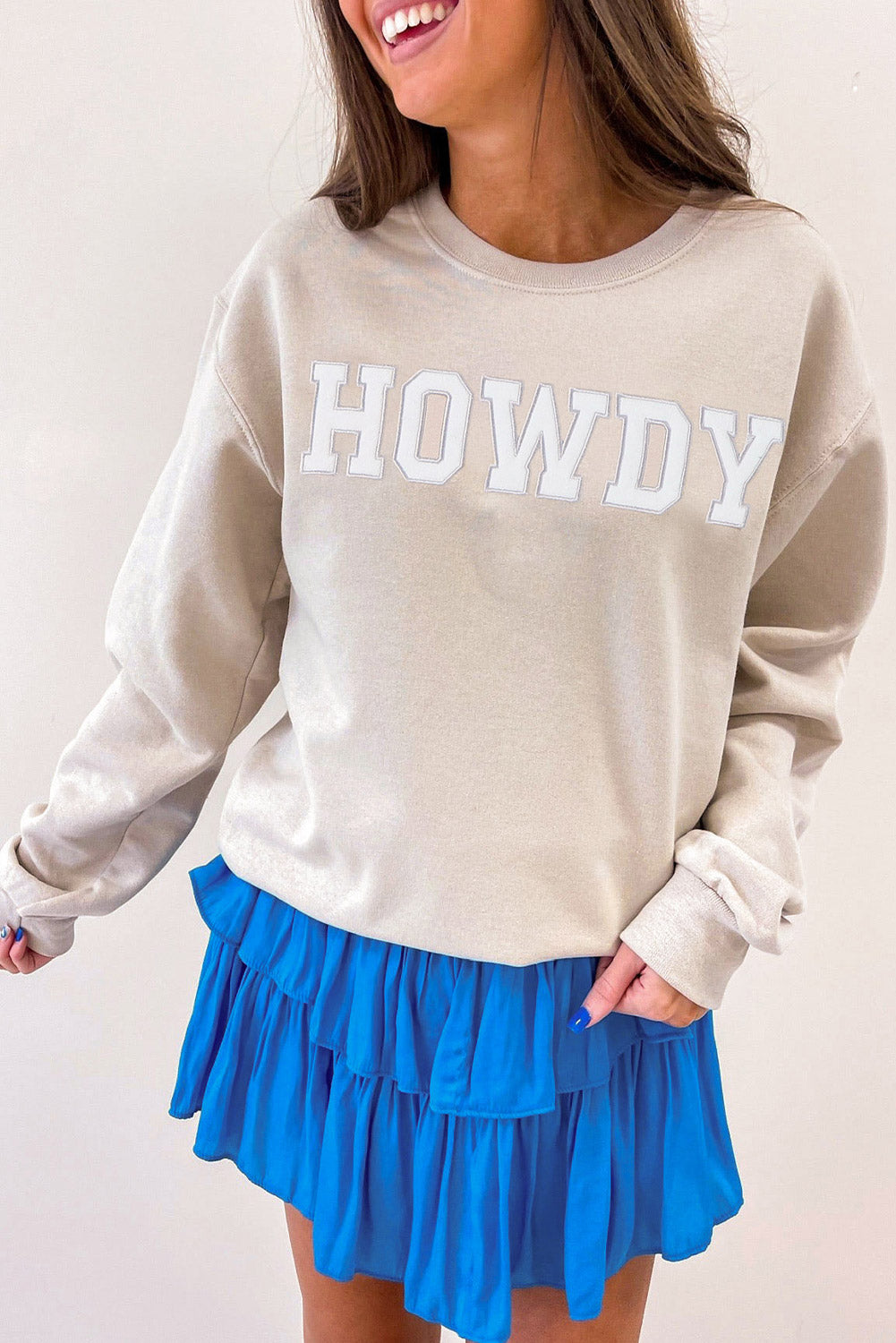 Gray HOWDY Drop Shoulder Graphic Sweatshirt