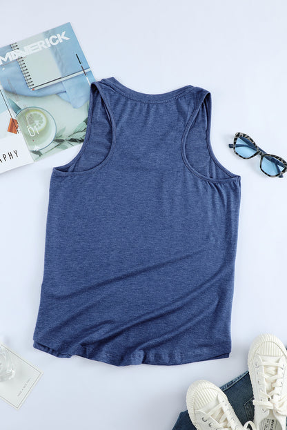 Casual V Neck Racerback Tank Top With Pocket