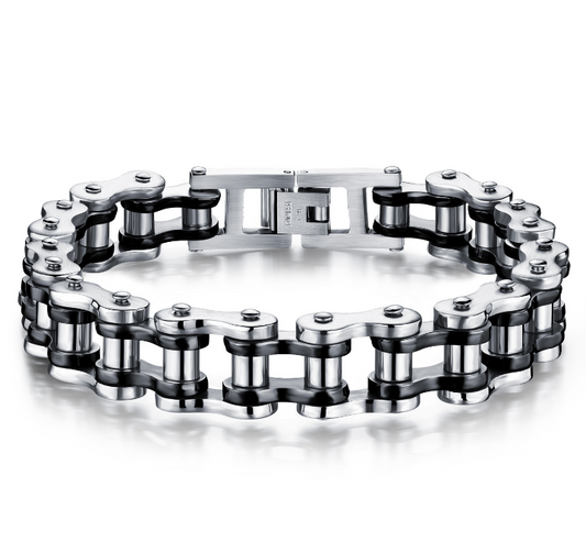 Men's Chain Link Bracelet (Black & Silver)