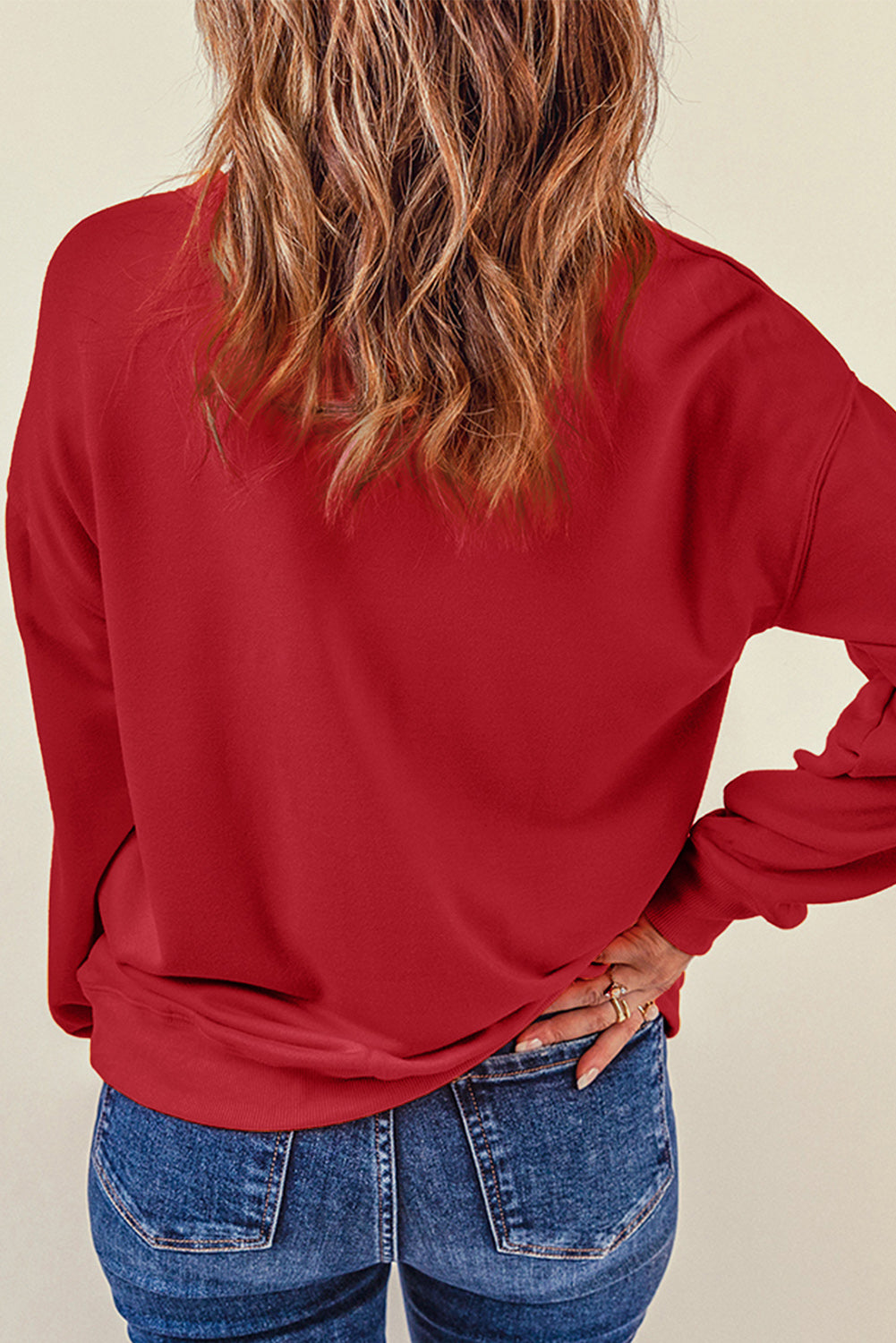 Red Valentine Leopard Heart Graphic Drop Shoulder Sweatshirt