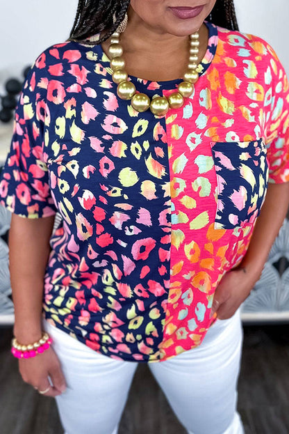 Colorblock Short Sleeve Plus Size Top