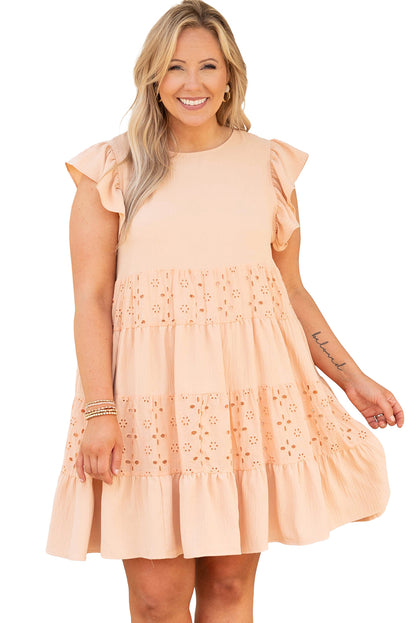 Eyelet Broderie Anglaise Patchwork Tiered Curvy Dress