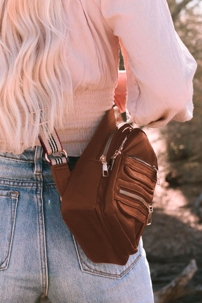 Faux Leather Zipped Sling Bag