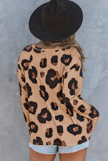 Print Drop Shoulder Pullover Long Sleeve Top