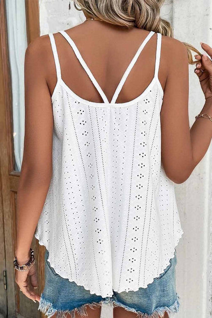 Eyelet Strappy Scoop Neck Tank Top