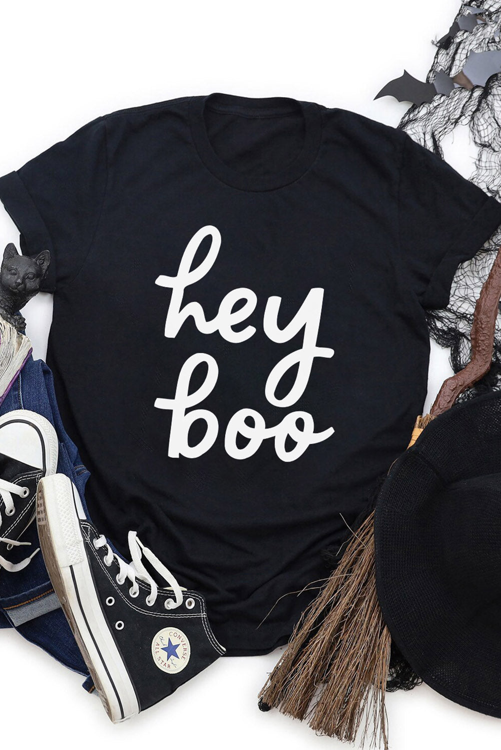 Black hey boo Wordart Graphic T-shirt
