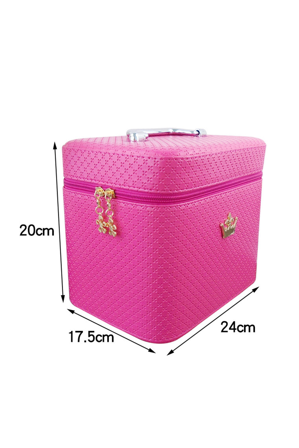 24*17.5*20 Crown Ornament Zipper Makeup Box with Insert Mirror