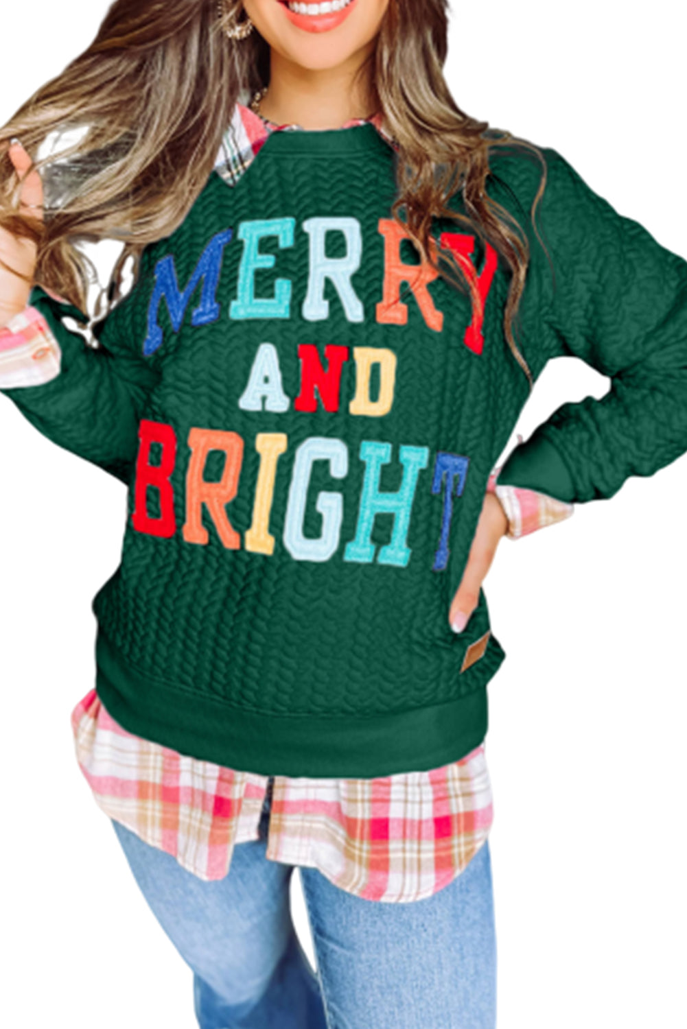 Merry and Bright Quilted Sweatshirt