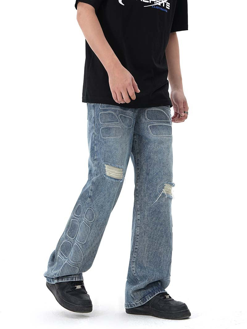 American-style Retro Street Washed Wide-leg Jeans for Men & Women