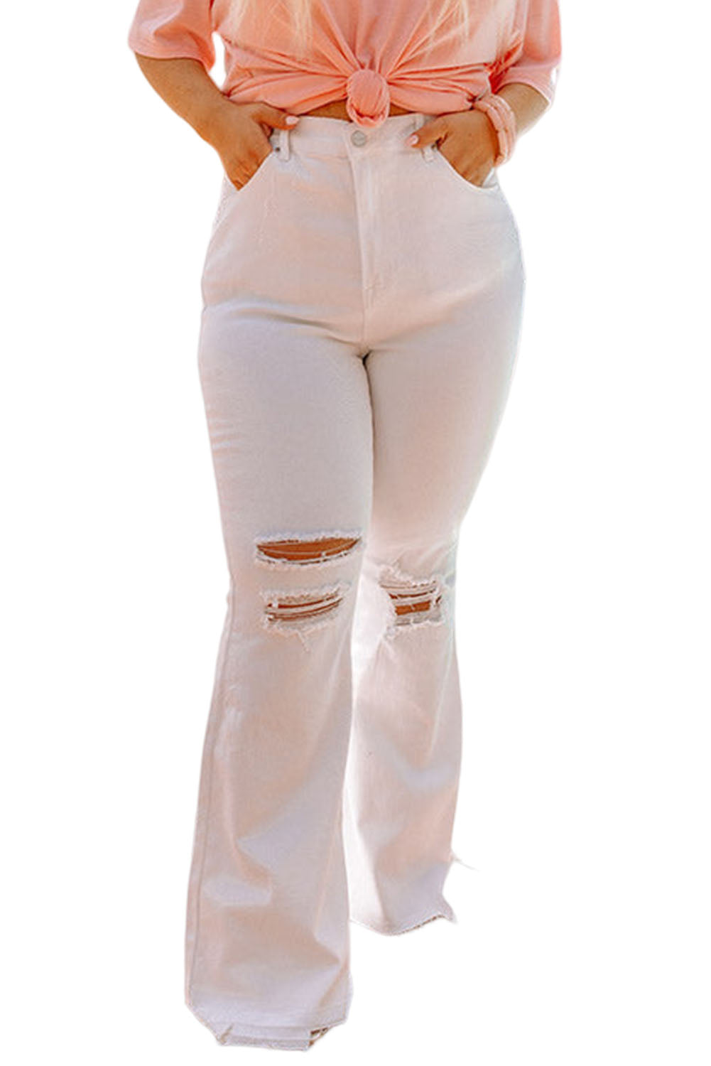 Ripped Plus Size High Waisted Flare Jeans