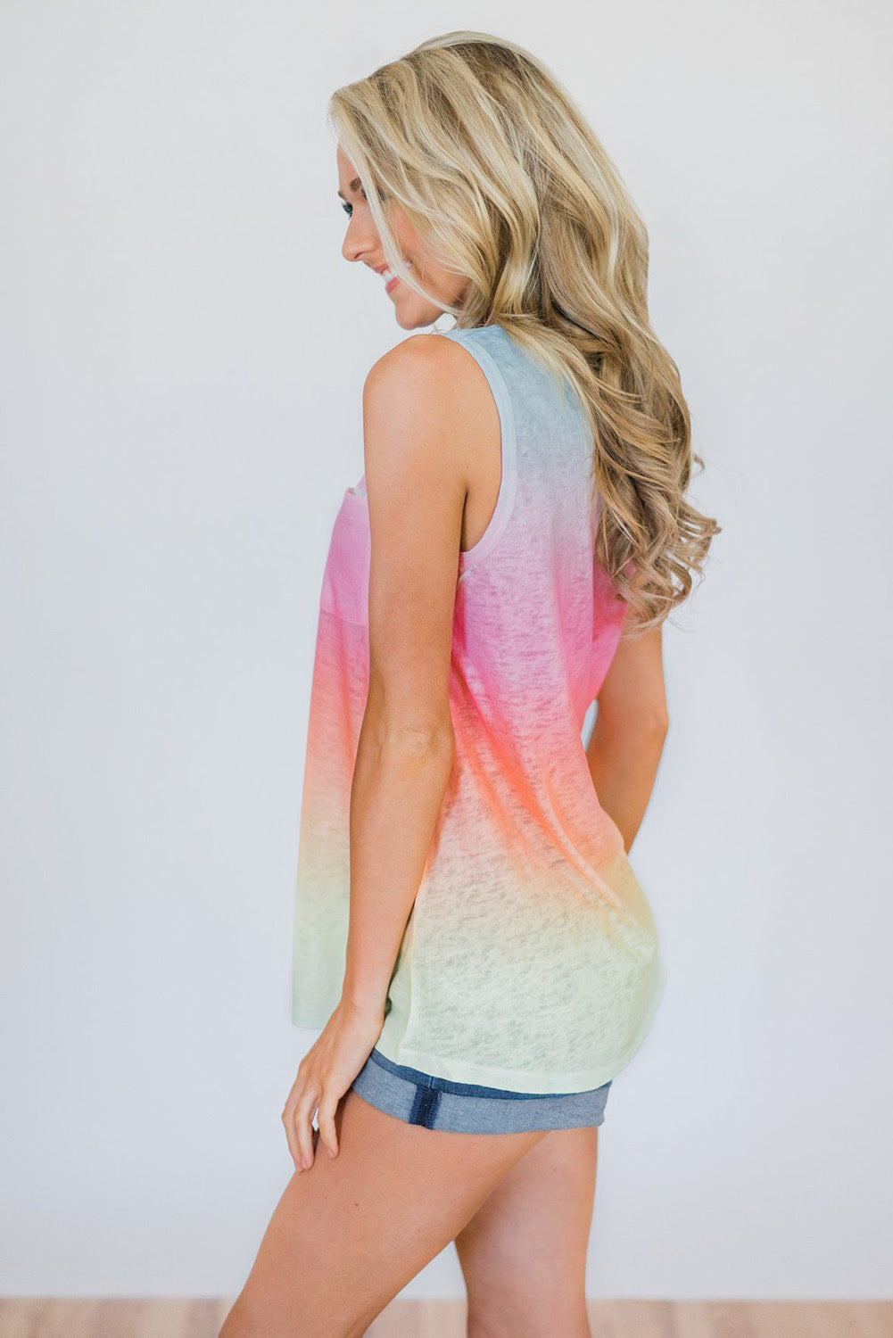 Tie Dye Front Pocket Sleeveless Tank Top