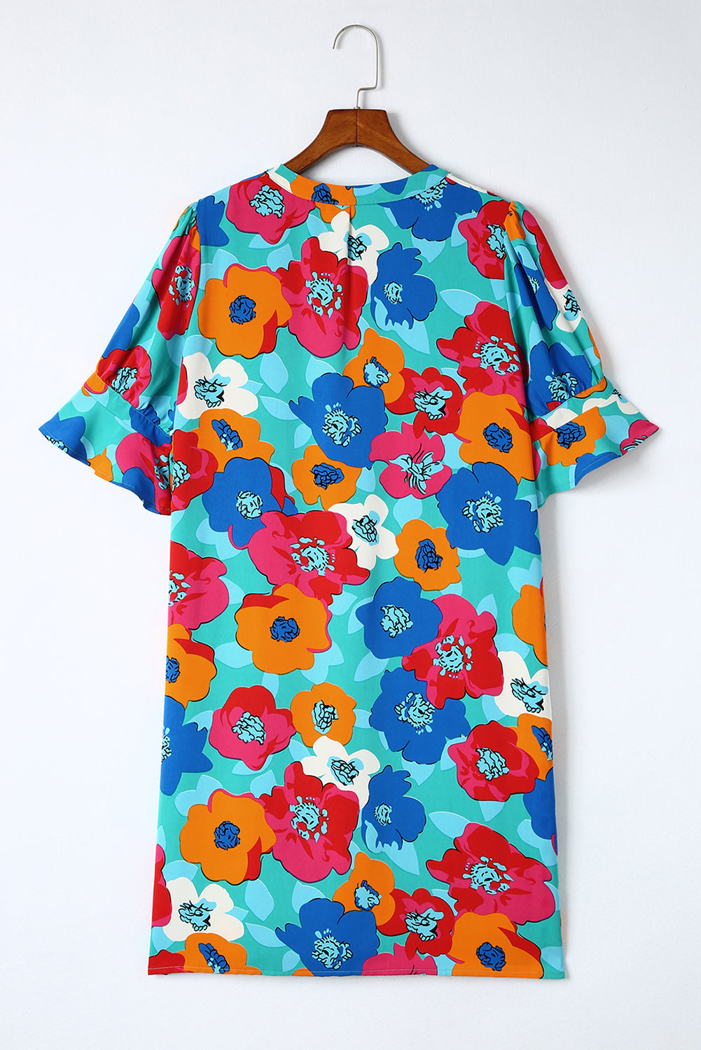 Multicolor Floral Print Casual V Neck Blouse