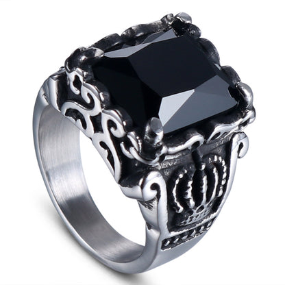 Black Stone Crown Ring