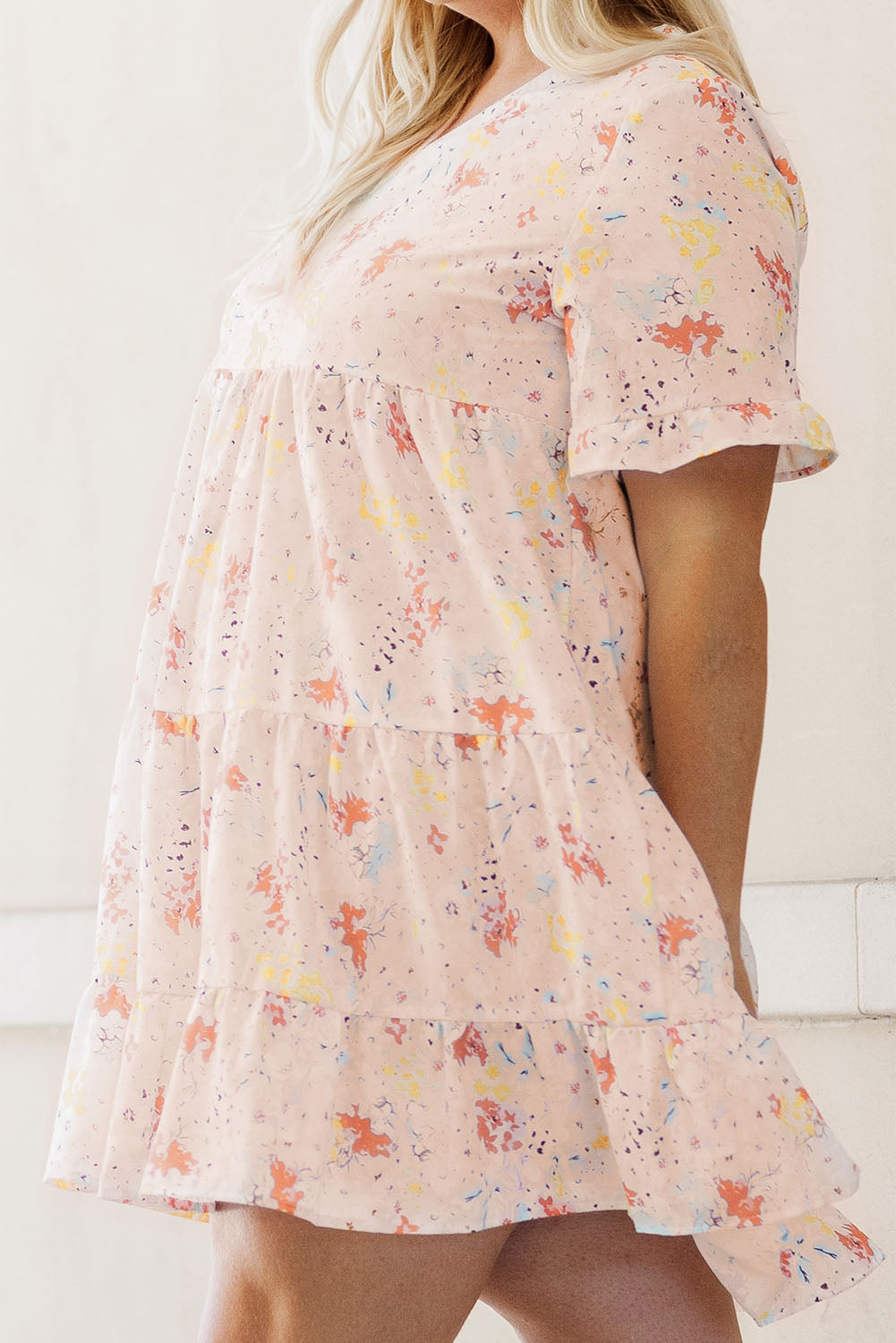 Plus Size Floral Pattern Babydoll Swing Dress