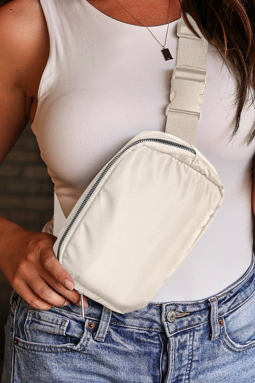 Waterproof Zipped Fanny Pack Crossbody Sling Bag