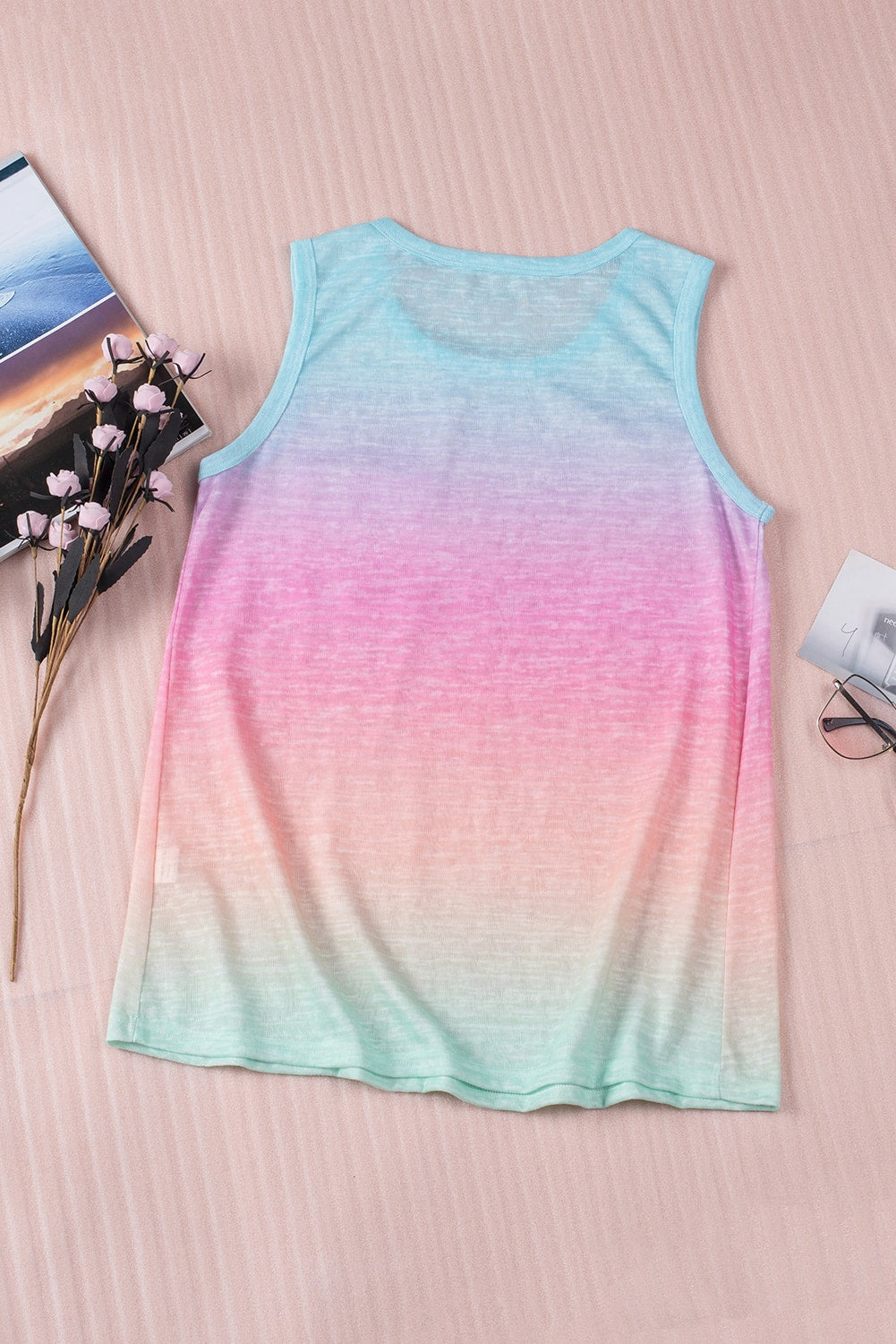 Tie Dye Front Pocket Sleeveless Tank Top