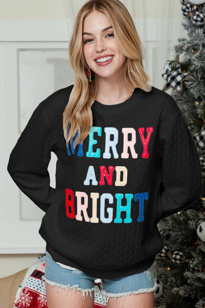 Merry and Bright Quilted Sweatshirt