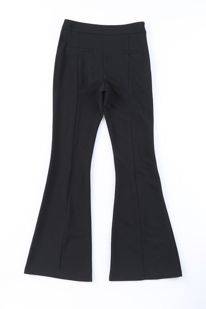 Black Split Hem Casual High Waist Pants