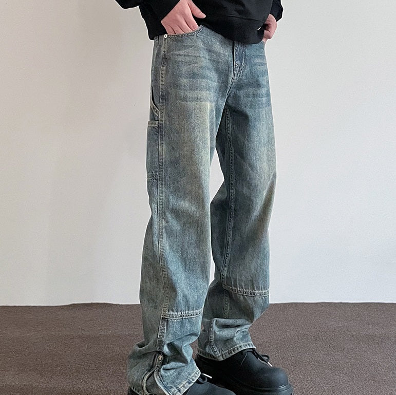 Men's American High Street Vibe Multi-pocket Zipper Cargo Jeans