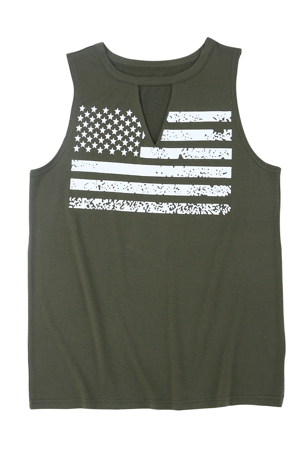 Casual Keyhole Neck Flag Print Tank Top