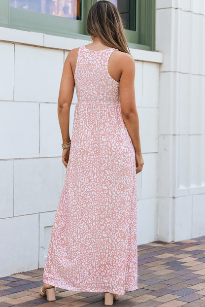 Plus Size Leopard Print Sleeveless Maxi Dress