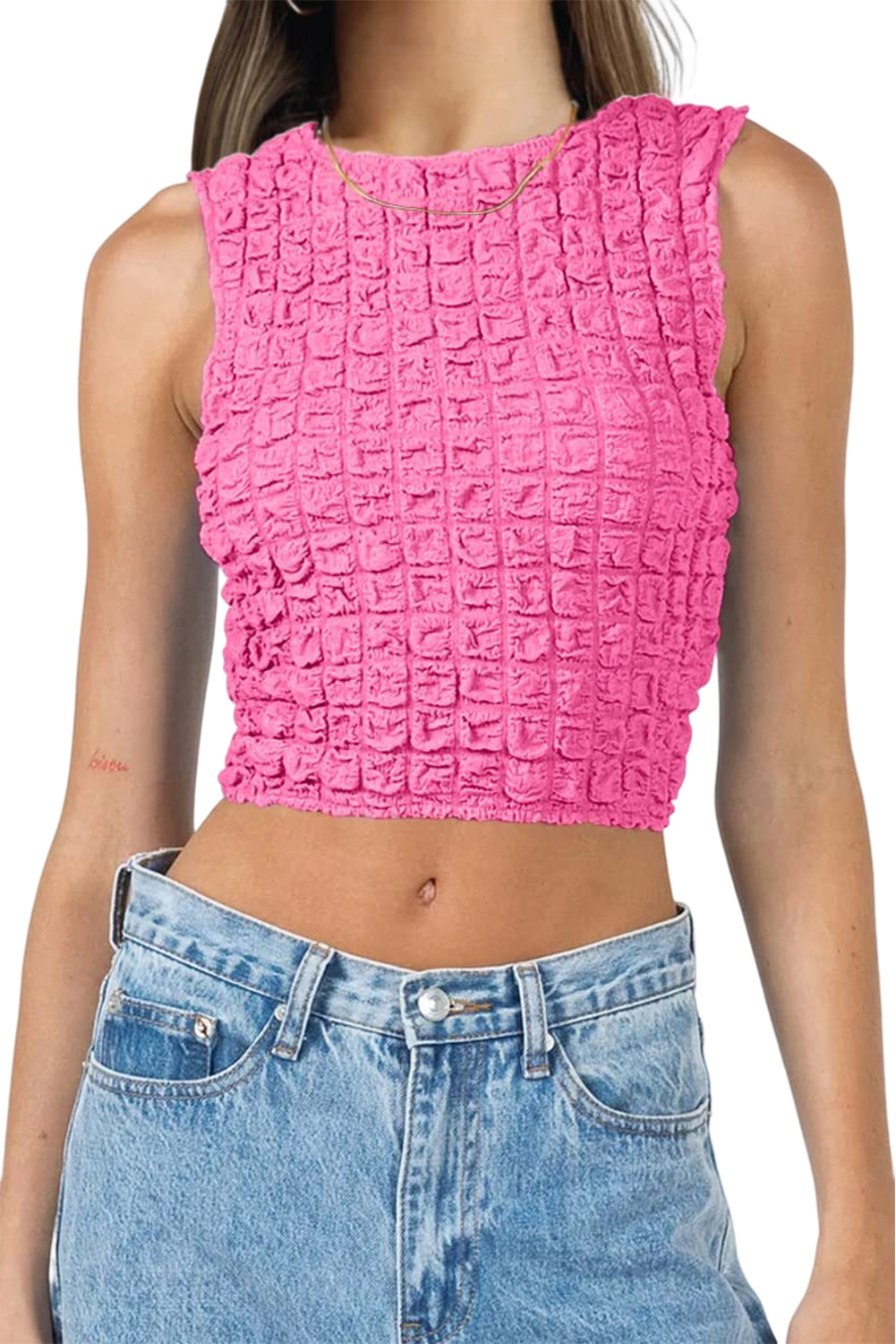 Sexy Waffle Crop Tank Top