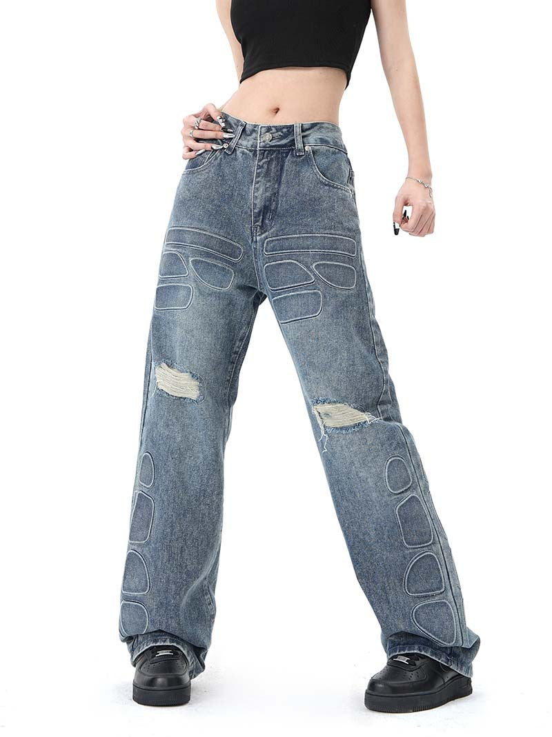 American-style Retro Street Washed Wide-leg Jeans for Men & Women