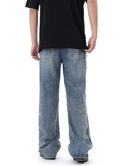 American-style Retro Street Washed Wide-leg Jeans for Men & Women
