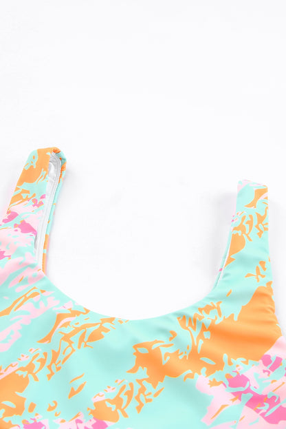 Bikini Light Blue Abstract Print High Waist