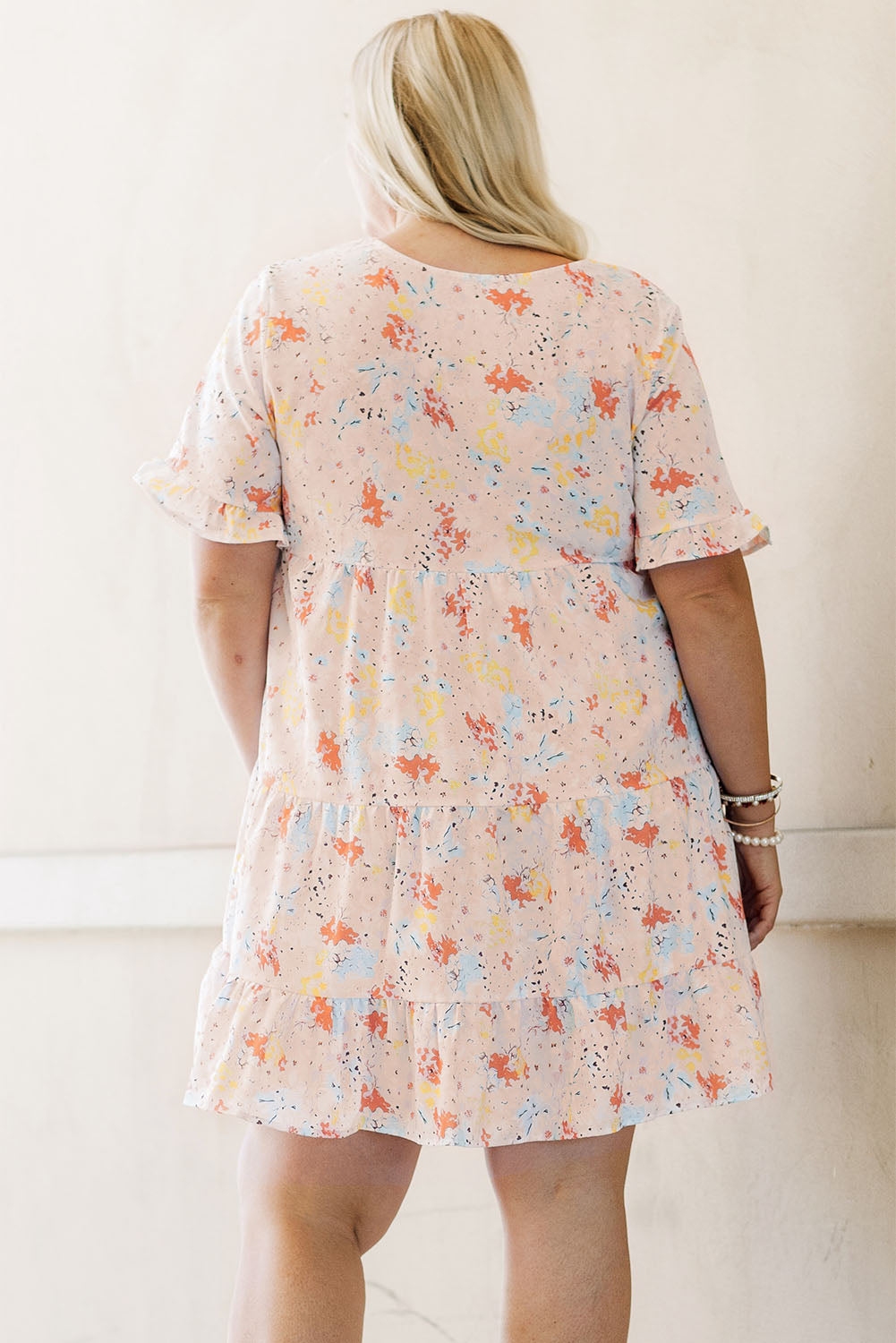 Plus Size Floral Pattern Babydoll Swing Dress