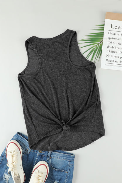 Casual V Neck Racerback Tank Top With Pocket